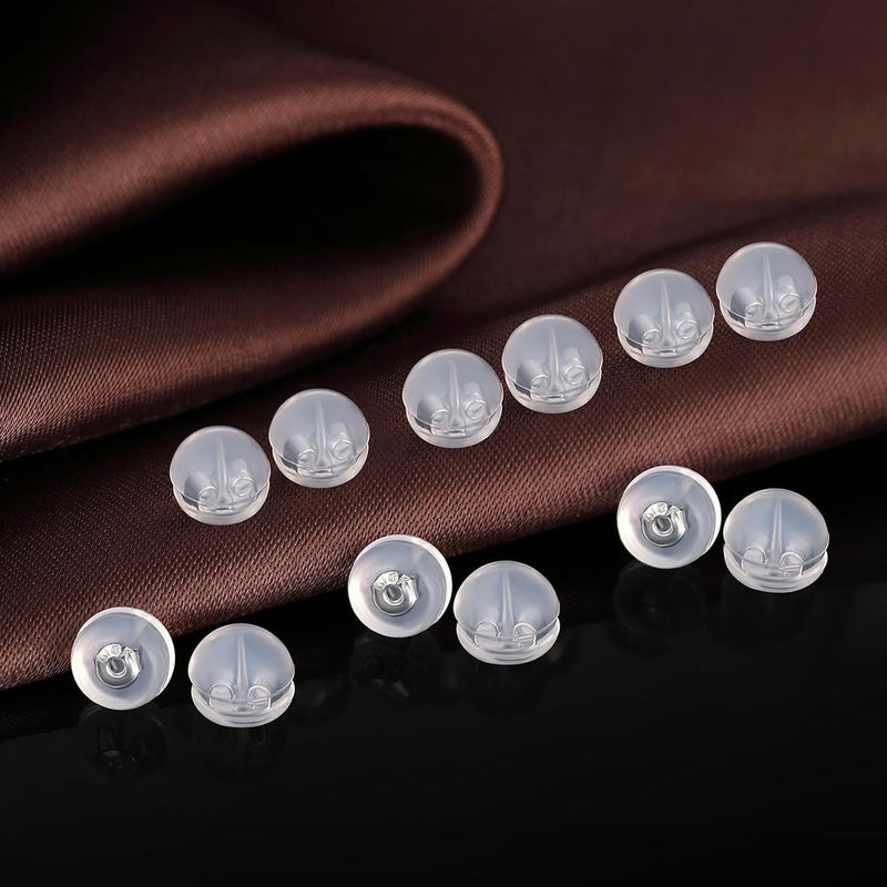 DELECOE 12 PCS White Gold Soft Silicone Earring Backs for Studs,Hypoallergenic Earring Backs Replacements for Studs Earring Hoops Fish Hook White Color - Image 5